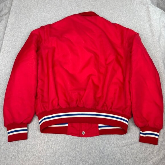 Vintage Shain Canada Satin 90s Varsity Red Jacket Carling Okeefe Men's Size L - Picture 3 of 11